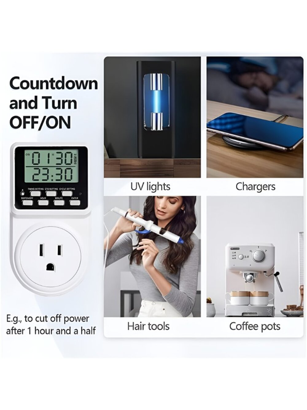 Digital Infinite Repeat Cycle Intermittent Timer Plug, Programmable, 1 pack - Picture 3 of 6
